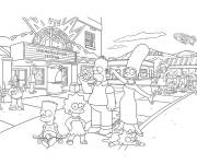 Coloriage La famille Simpsons pendant le festivale de film
