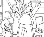 Coloriage Marge, Homer, Bart, Lisa et Maggie