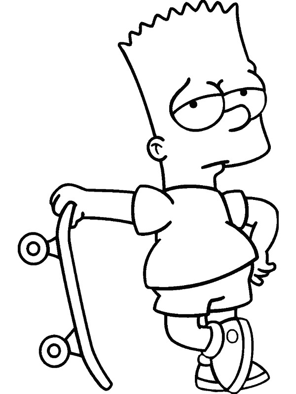 Coloriage et dessins gratuits Simpson Bart avec son skate à imprimer