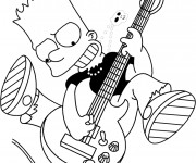 Coloriage Simpson Bart avec une guitar électrique