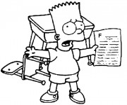 Coloriage Simpson Bart en col&egrave;re de ses notes
