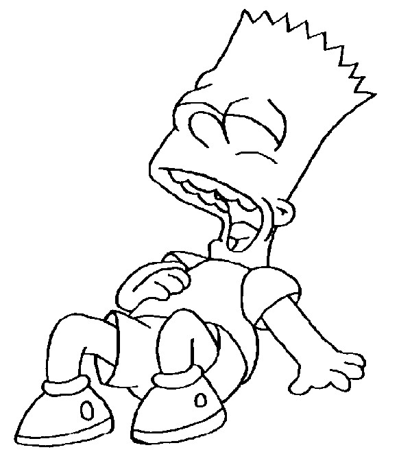 Coloriage et dessins gratuits Simpson Bart entrain de rire à imprimer