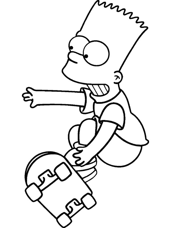 Coloriage et dessins gratuits Simpson Bart et son skate à imprimer