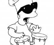 Coloriage Simpson  Bart fait de la musique