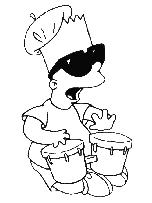 Coloriage et dessins gratuits Simpson  Bart fait de la musique à imprimer