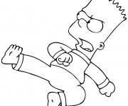 Coloriage Simpson Bart fait du karaté