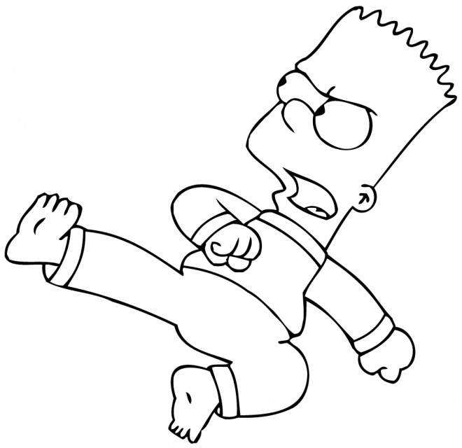 Coloriage et dessins gratuits Simpson Bart fait du karaté à imprimer