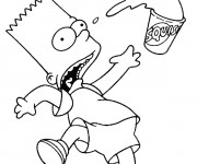 Coloriage Simpson Bart fait tomber son jus
