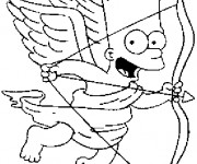Coloriage Simpson Bart l'ange guardien