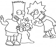 Coloriage Simpson Bart, Lisa et le bébé
