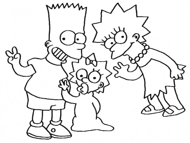 Coloriage et dessins gratuits Simpson Bart, Lisa et le bébé à imprimer