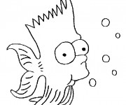 Coloriage Simpson Bart transformé en poisson