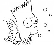 Coloriage Simpson Bart transform&eacute; en poisson