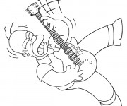 Coloriage Simpson Homer avec une guitar électrique