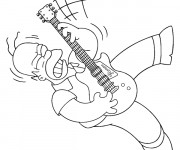 Coloriage Simpson Homer avec une guitar &eacute;lectrique