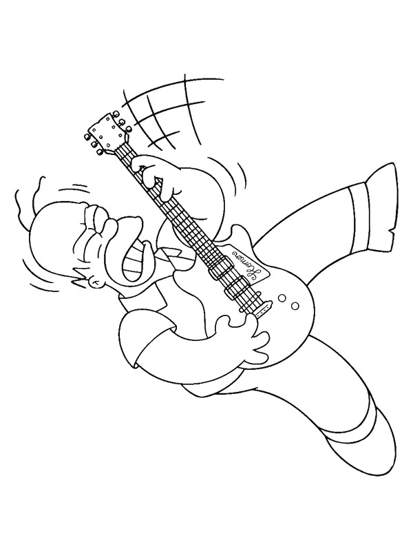 Coloriage et dessins gratuits Simpson Homer avec une guitar électrique à imprimer