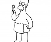 Coloriage Simpson Homer brosse ses dents