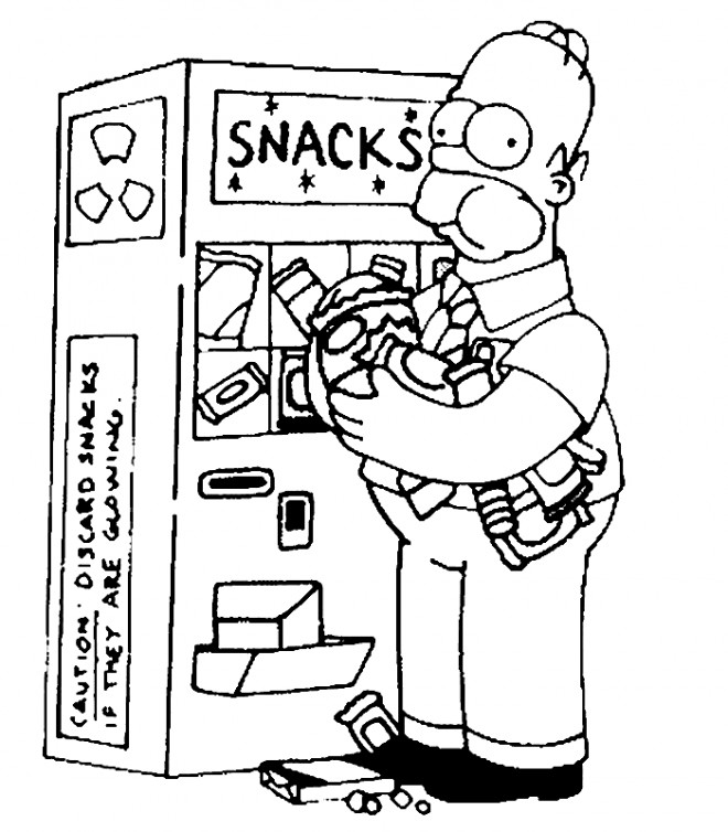 Coloriage et dessins gratuits Simpson Homer mange des sucreries à imprimer