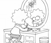 Coloriage Simpson Lisa entrain d'écrire