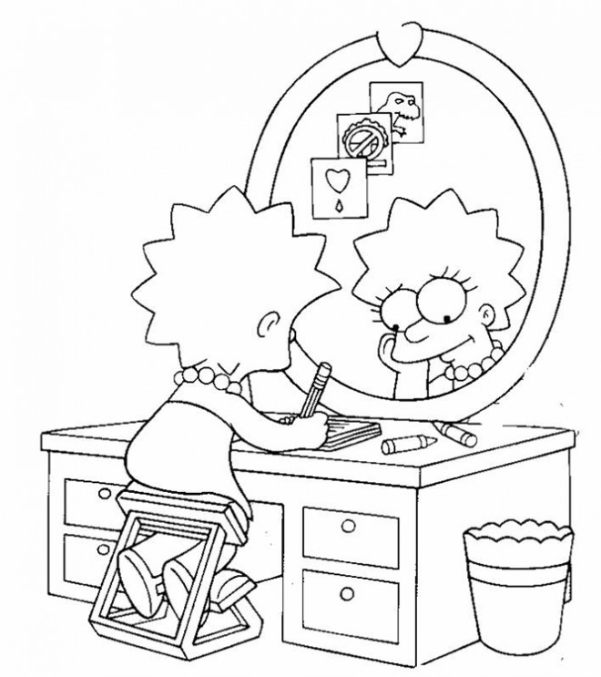 Coloriage et dessins gratuits Simpson Lisa entrain d'écrire à imprimer