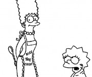 Coloriage Simpson Marge et Lisa cuisinent
