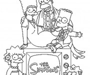 Coloriage Toute la famille Simpson