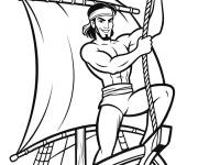 Coloriage Illustration de Sinbad dans son bateau