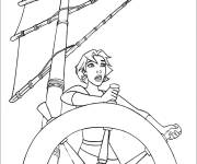 Coloriage Mariana conduit le bateau de Sinbad