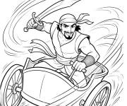 Coloriage Sinbad combattant en v&eacute;hicule
