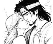 Coloriage Sinbad embrassant Mariana