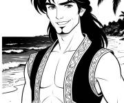 Coloriage Sinbad sur la plage