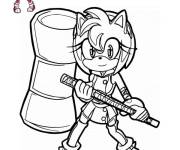 Coloriage Le marteau piko piko d'Amy Rose Sonic