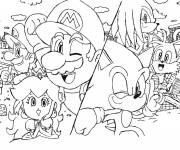 Coloriage Mario et Sonic Jeux Vidéo