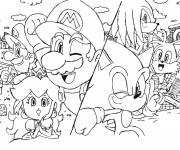 Coloriage Mario et Sonic Jeux Vid&eacute;o
