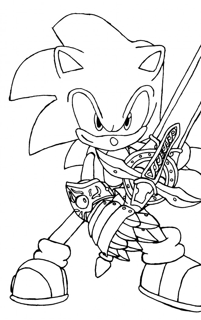 Coloriage Sonic avec épée dessin gratuit à imprimer