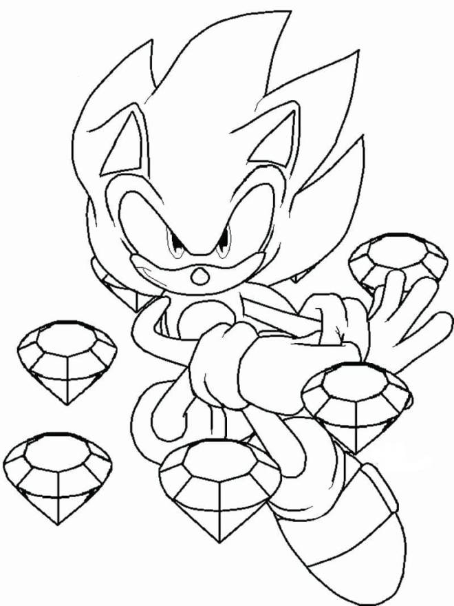 Coloriage et dessins gratuits Sonic collecte diamants à imprimer