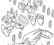 Coloriage Sonic collecte les bagues en or