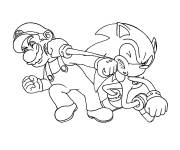 Coloriage Sonic contre Mario