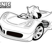 Coloriage Sonic dans une voiture de course