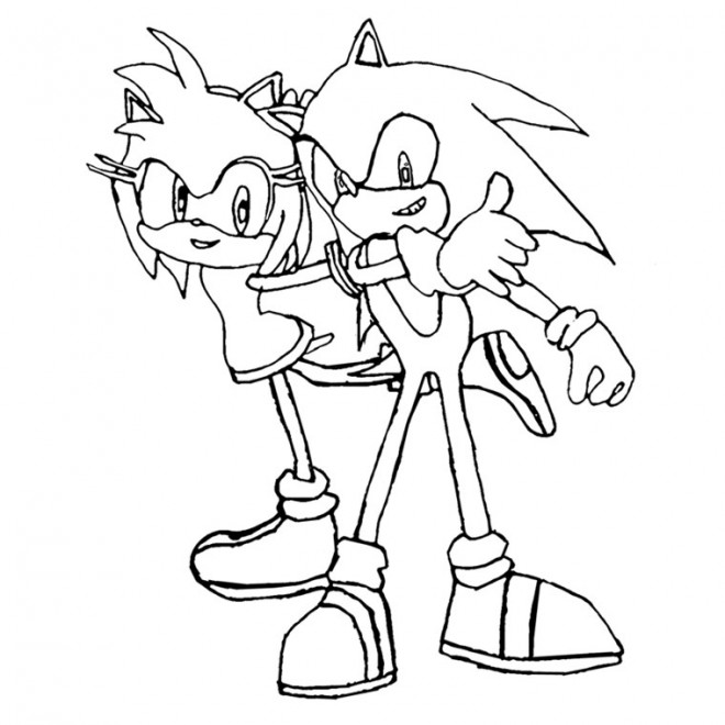 Coloriage et dessins gratuits Sonic et Amy à imprimer