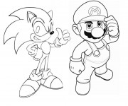 Coloriage Sonic et Mario