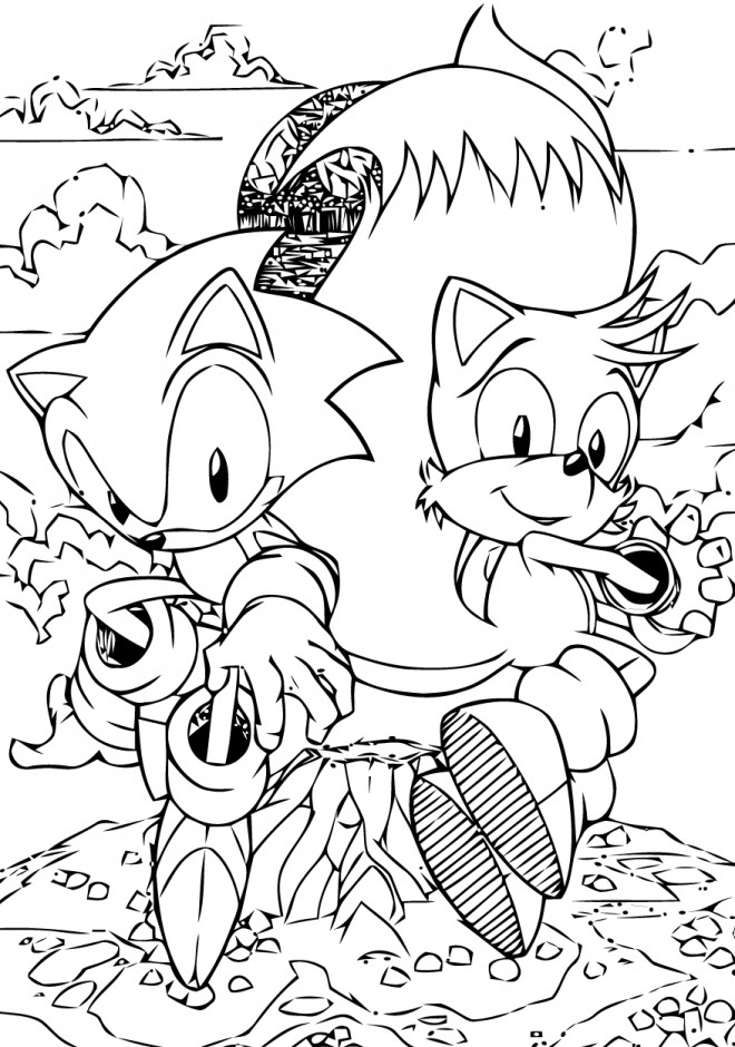 Coloriage et dessins gratuits Sonic et Miles à imprimer à imprimer