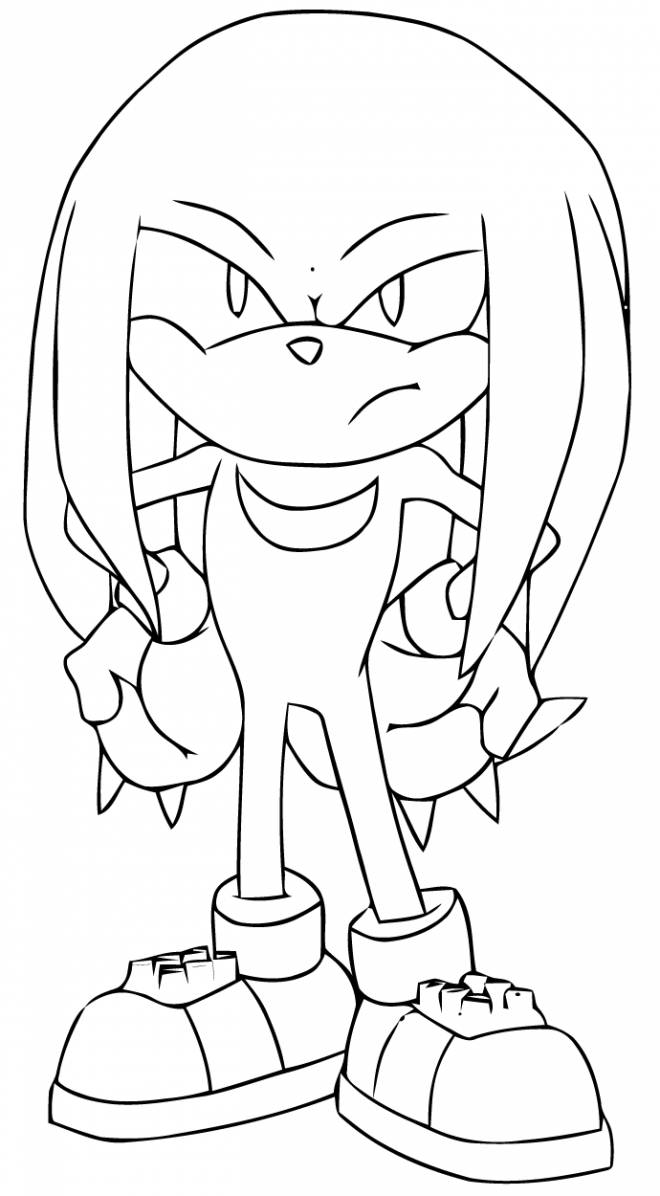 Coloriage Sonic Knuckles le rebelle dessin gratuit à imprimer