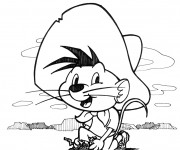 Coloriage Speedy Gonzales porte son espadrille