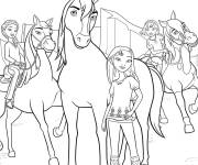 Coloriage Boomerang Lucky et Pru de Spirit sur leurs cheveux