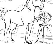 Coloriage Cavalier Lucky avec son cheval courageux Spirit