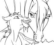 Coloriage Cheval maman Spirit avec son b&eacute;b&eacute;