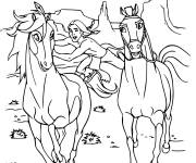 Coloriage Cheval Spirit pendant la course