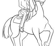 Coloriage Fille sur son cheval ami de Spirit l'&eacute;talon des plaines