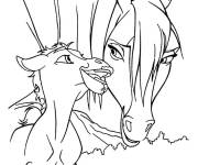 Coloriage Foal Spirit avec sa m&egrave;re